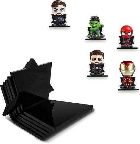 أرفف أكريليك للجدار - أرفف عائمة صغيرة مع شاشة مغناطيسية لشخصيات ليغو وفانكو بوب وأنيمي - منظم شفاف للحمام أو غرفة النوم أو غرفة المعيشة أو المطبخ (5 عبوات سوداء) in Kuwait