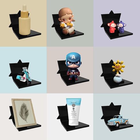 أرفف أكريليك للجدار - أرفف عائمة صغيرة مع شاشة مغناطيسية لشخصيات ليغو وفانكو بوب وأنيمي - منظم شفاف للحمام أو غرفة النوم أو غرفة المعيشة أو المطبخ (5 عبوات سوداء) in Kuwait