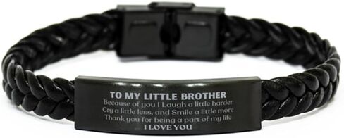 Appreciation Little Brother Braided Leather Bracelet Gifts, Worlds Best Little Brother Celebration Christmas Birthday Little Brother Gifts, Little Brother Because of you I Laugh a little harder. in Saudi Arabia