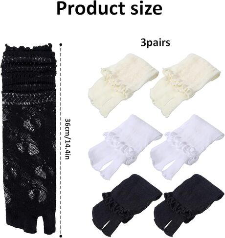 3Pairs Women Ankle Split Toe Socks, Lace Tabi Socks, Mesh Slouch Japanese Flip Flop Sock for Women Daily Wear in Kuwait