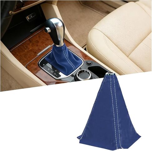 Car Shift Boot Cover, Suede Leather Vehicle Manual Automatic Gear Shift Knob Boot Dust Cover, Automotive Interior Protection Accessories, Universal for SUV Sedan Truck (Black/Blue) in Saudi Arabia