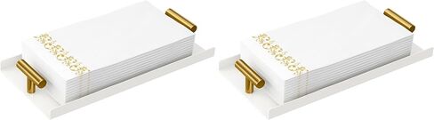 Napkin Holder for Bathroom, Guest Towel Holder Tray for Bathroom, White Guest Napkin Holders with Golden T-Handle, Disposable Hand Towel Tray for Guest Room, Table, Kitchen in Saudi Arabia