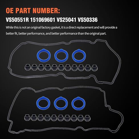 مجموعة حشية غطاء الصمام HiSport - متوافقة مع Ford Escape Taurus المتوافقة مع Mazda Tribute MPV المتوافقة مع Mercury Sable 2001-2004 3.0L - استبدل VS50551R in Kuwait