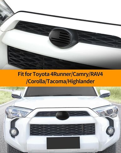 for Toyota Series Black Front Grill Emblem Badge Logo Overlay Cover Trim, 6×4.2 inches Fit for Toyota 4Runner/Camry/RAV4/Corolla/Tacoma/Highlander Grill Emblem Decoration in Saudi Arabia
