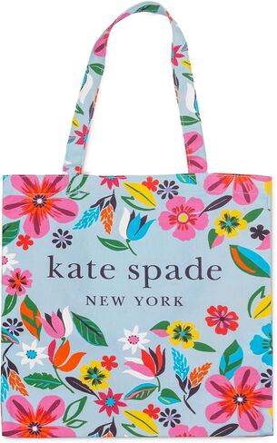 حقيبة حمل قماشية لطيفة للنساء من كيت سبيد نيويورك، حقيبة شاطئ قماشية، حقيبة كتب مع جيب، زهور سفاري in Kuwait