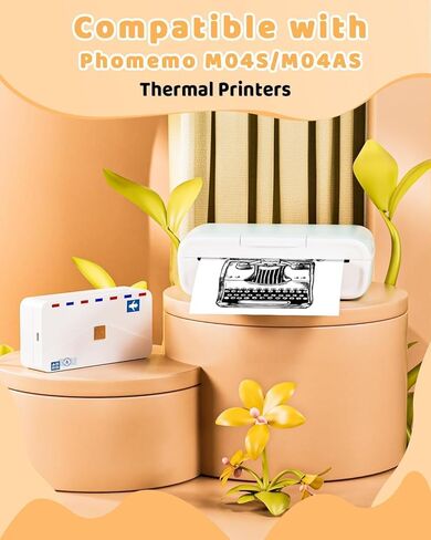Thermal Sticker Paper for M04/M04S Mini Sticker Printer, 107mmx3.5m, 3 Rolls White Adhesive Label for Image, Texts and Notes in Saudi Arabia