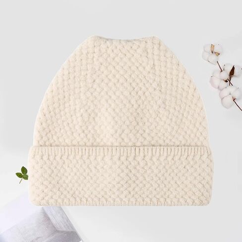 Knitted Beanie with Textured Weave Soft Woven Winter Hat Unisex Warm Knit Cap in Saudi Arabia