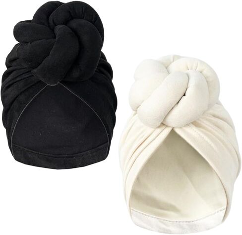 BAOZOON 2 قطعة أشرطة رأس النساء عمامة النساء الأفريقية عمامة زهرة عقدة مسبقا تعادل بونيه قبعة صغيرة غطاء الرأس in Kuwait