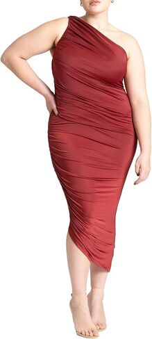 ELOQUII Women's Plus Size Ruched One Shoulder Dress in Kuwait
