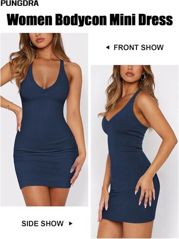 Womens Sexy Bodycon Dresses for Women Summer Ribbed Deep V Neck Mini Dress Going Out Tight Tank Short Dress in Saudi Arabia