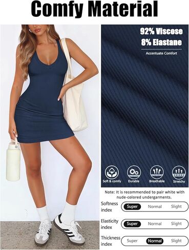 Womens Sexy Bodycon Dresses for Women Summer Ribbed Deep V Neck Mini Dress Going Out Tight Tank Short Dress in Saudi Arabia