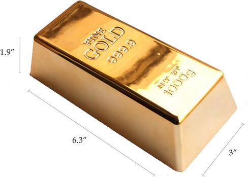 Gold Bar Doorstop Shiny Fake Fake Golden Brick Replica Gold Paperweight Door Stopper Decorations Realistic Gold Bar Brick Prop Movie Prop in Kuwait