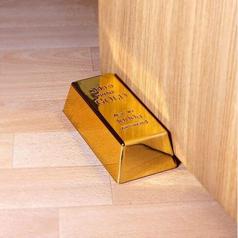 Gold Bar Doorstop Shiny Fake Fake Golden Brick Replica Gold Paperweight Door Stopper Decorations Realistic Gold Bar Brick Prop Movie Prop in Kuwait