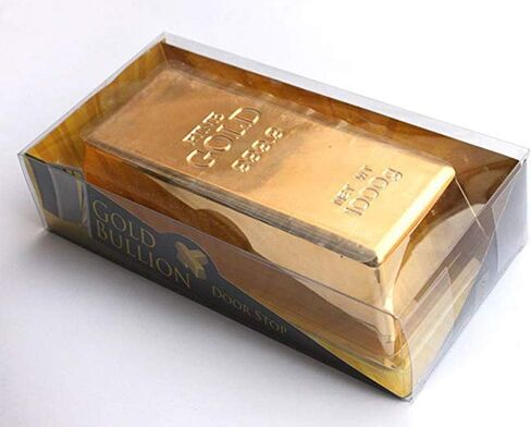 Gold Bar Doorstop Shiny Fake Fake Golden Brick Replica Gold Paperweight Door Stopper Decorations Realistic Gold Bar Brick Prop Movie Prop in Kuwait