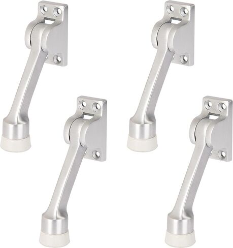 BRINKS Commercial - 4-Pack 4" Kick-Down Door Stop, Satin Chrome Finish - Non-Obtrusive Option to Protect Your Door and Walls in Saudi Arabia