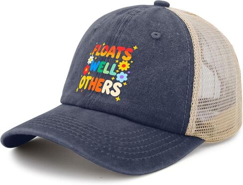 Floats Well with Others Hats for Women Stylish Washed Distressed Baseball Cap in Saudi Arabia