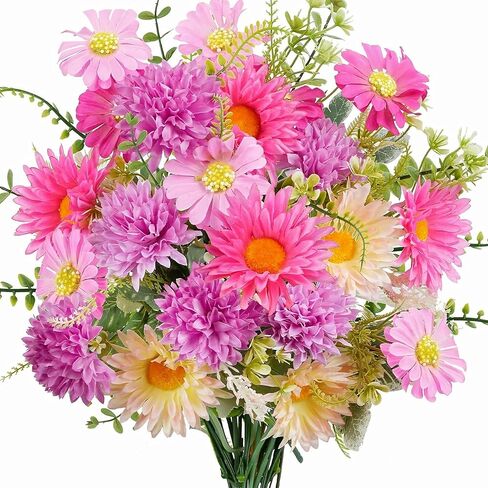 16.7" Artificial Flowers Bouquet 12 Heads Fake Flores Artificiales Faux Lily Rose Florals Arrangements for Home Table Centerpiece Wedding 2 Bunchs in Saudi Arabia