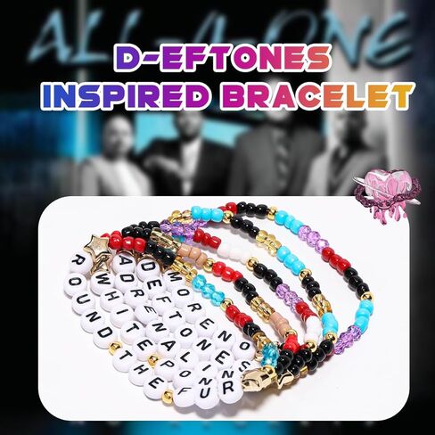 AICase for deftones Merch Gifts Toys مستوحاة من الأساور 5 قطع قابلة للتكديس ومطاطة مطرزة بأساور الصداقة ملصق ملصق نسيج الفينيل هدايا البضائع التنكرية لمحبي النساء وأعياد الميلاد وعيد الميلاد in Saudi Arabia