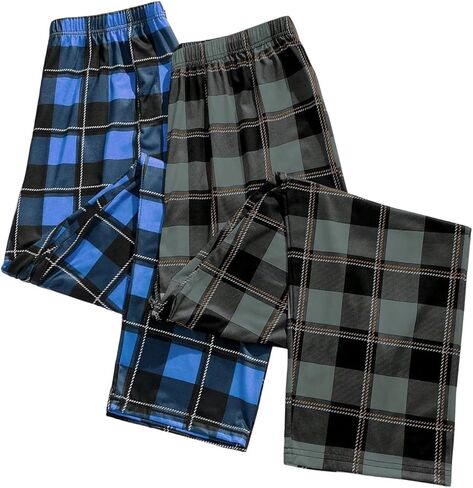 SOLY HUX Men's Plaid Pajama Pants 2 Packs Elastic Waist Sleep Bottoms Loungewear in Saudi Arabia