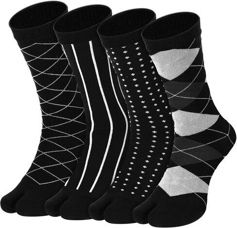 4 Pairs Tabi Socks for Men Split Toe Flip-flop Cotton Crew Socks Japanese Ninja Classic Patterned Business in Saudi Arabia