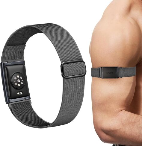 Bolesi Stretchy Bicep Arm Bands Compatible with Amazfit Helio Fitness Tracker,22mm Soft Breathable Lightweight Nylon Adjustable 38cm Long Replacement Sports Ankle Straps for Women Men Accessory in Saudi Arabia