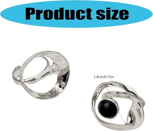 Irregular Black Stone Rings Fashion Adjustable Opening Rings Stacking Option Jewelry Stackable Accessory Fashion in Saudi Arabia