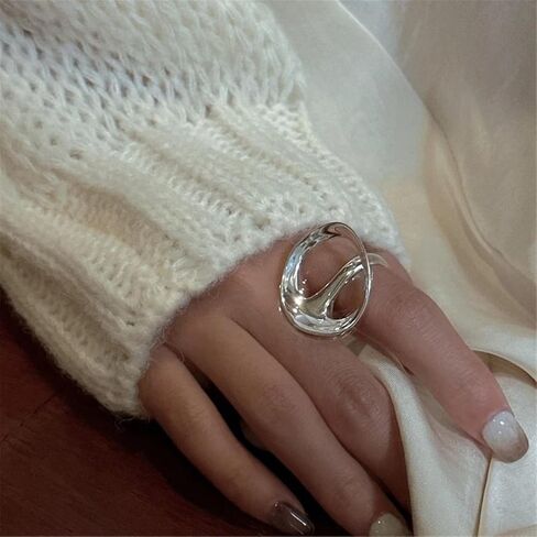 Irregular Black Stone Rings Fashion Adjustable Opening Rings Stacking Option Jewelry Stackable Accessory Fashion in Saudi Arabia