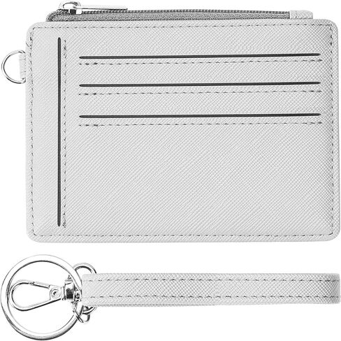 حامل بطاقة ائتمان Toughergun للنساء محفظة رفيعة لمنع RFID ومحفظة جيب أمامي صغير وحافظة بطاقات مع جيب بسحاب ونافذة لبطاقة الهوية، أبيض in Kuwait