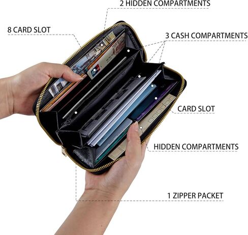 محفظة معصم بسحاب حول RFID للنساء - حامل بطاقة ائتمان بسعة كبيرة مع حزام قابل للفصل، محفظة عصرية لحجب RFID، حصان يركض في الماء in Kuwait