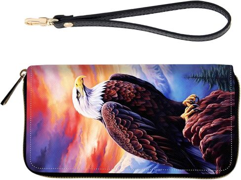 محفظة معصم بسحاب حول RFID للنساء - حامل بطاقة ائتمان بسعة كبيرة مع حزام قابل للفصل، محفظة عصرية لحجب RFID، حصان يركض في الماء in Kuwait