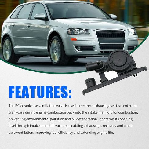 06F129101R PCV Crankcase Vent Valve + Gasket + Hose Compatible with Audi A3 2006, A4 2005 2006 2007 2008, Volkswagen Golf 2012, Jetta 2006, Passat 2006 in Saudi Arabia