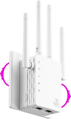 WiFi Signal Booster with 4 Directional Antennas – 1200Mbps Dual Band (5GHz/2.4GHz),WiFi Extender Covers 13,888 Sq.ft, Easy Home Setup and 150-Device Support in Saudi Arabia