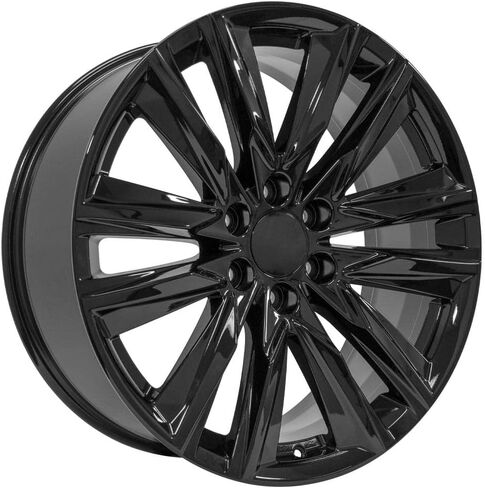 OE Wheels CA91 22 Inch Rims and Tires Fit Escalade Sport Style 6x139.7 22x9 Gloss Black - Hollander 4869 - TS-37 AT 285/45-22 (Set of 4) in Saudi Arabia