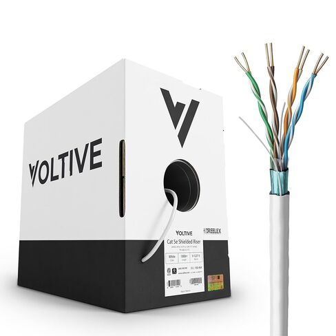 كابل إيثرنت محمي Voltive Cat5e، Riser (CMR)، أبيض، 1000 قدم - 24AWG 4 أزواج من النحاس الصلب العاري، FTP، 350 ميجاهرتز، معتمد من UL وتم التحقق من ETL - V-1227-5 in Kuwait