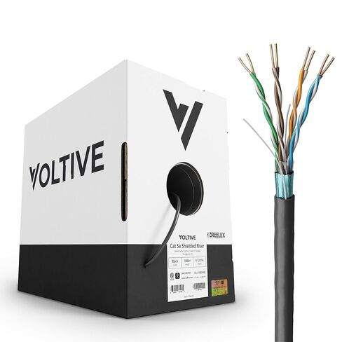 كابل إيثرنت محمي Voltive Cat5e، Riser (CMR)، أبيض، 1000 قدم - 24AWG 4 أزواج من النحاس الصلب العاري، FTP، 350 ميجاهرتز، معتمد من UL وتم التحقق من ETL - V-1227-5 in Kuwait