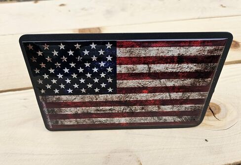 American Flag Trailer Hitch Cover, Battle Hardened Patriotic Design, Black Metal Frame, Vintage USA Stars and Stripes Pattern, for Trucks and SUVs in Saudi Arabia