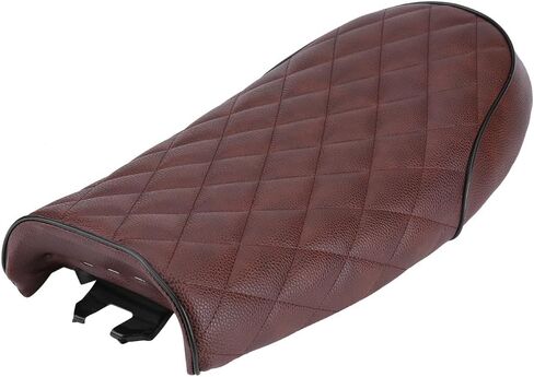 Vintage Flat Cafe Racer Seat, PU Leather Saddle Cushion with Mounting Brackets, Anti-Slip for CG125 GN CB400SS, Brown Color in Saudi Arabia
