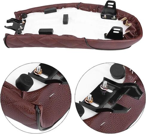 Vintage Flat Cafe Racer Seat, PU Leather Saddle Cushion with Mounting Brackets, Anti-Slip for CG125 GN CB400SS, Brown Color in Saudi Arabia