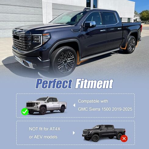 حذف رفرف الطين لسيارة GMC Sierra 1500 2019-2025 الأمامي والخلفي 6 قطع من واقي الطين (غير مناسب لموديلات AT4X AEV) in Saudi Arabia
