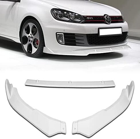 EPARTS 3 Pieces Style Front Bumper Lip Spoiler Splitter Chin Side Body Kit Trim Protection Compatible with 2010-2013 Volkswagen Golf MK6 GTI Model Only (Painted Carbon Fiber Style) in Saudi Arabia