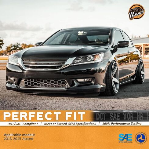WEELMOTO Headlight for 2013 2014 2015 Honda Accord Sedan 4-Door Halogen Projector Headlamp,Black Housing Amber Reflector Left+Right OE Style in Saudi Arabia