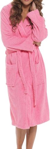 A2Z Women's 100% Soft Cotton Towelling Bathrobe Dressing Gown Hooded Towel Changing Robe Spa Bath Towel Robe for Ladies in Kuwait