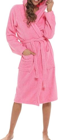 A2Z Women's 100% Soft Cotton Towelling Bathrobe Dressing Gown Hooded Towel Changing Robe Spa Bath Towel Robe for Ladies in Saudi Arabia