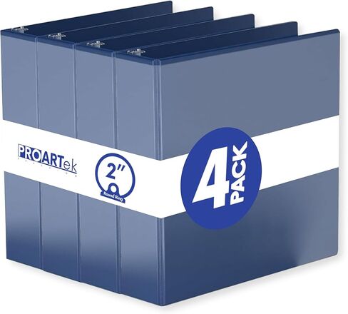 PK00066 موديل 831341 حزمة من 4 مجلدات، لون أزرق ملكي؛ حلقة دائرية مقاس 5.08 سم، غلاف مكتبي، هيكل متين، تصميم مريح، متوفر بألوان متعددة in Kuwait