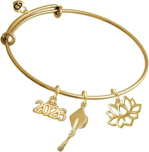 Delight Jewelry Plated Lotus Outline - Class of 2026 Charm Bangle Bracelet in Saudi Arabia