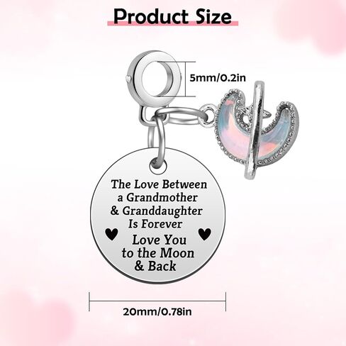 Heigebi Grandmother Granddaughter Dangle Charm Grandma Christmas Birthday Mother’s Day Valentine Day Gifts The Love Between Grandmother and Granddaughter is Forever Jewelry Present in Saudi Arabia