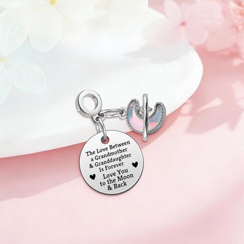 Heigebi Grandmother Granddaughter Dangle Charm Grandma Christmas Birthday Mother’s Day Valentine Day Gifts The Love Between Grandmother and Granddaughter is Forever Jewelry Present in Saudi Arabia