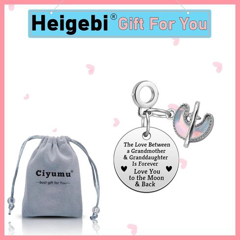 Heigebi Grandmother Granddaughter Dangle Charm Grandma Christmas Birthday Mother’s Day Valentine Day Gifts The Love Between Grandmother and Granddaughter is Forever Jewelry Present in Saudi Arabia