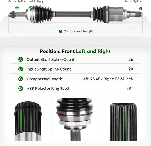 زوج (2) مجموعة عمود المحور الأمامي مناسبة لسيارة Toyota Corolla 1.8L 2009-2018، لـ Matrix 1.8L 2003-2013 (FWD، ناقل يدوي)، مناسبة لـ Pontiac Vibe 1.8L FWD 2003-2010، الجانب الأيسر والأيمن in Saudi Arabia