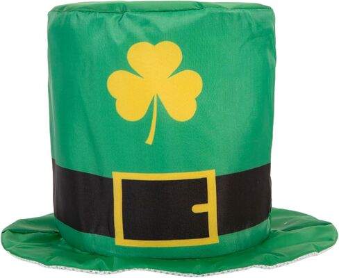 St. Patrick's Day Shamrock Clover Hat, Irish Green Leprechaun Top Hat for Men & Women (Green Hat D) in Kuwait